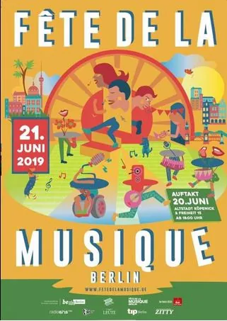 Plakat der Fête de la Musique Berlin am 21. Juni 2019